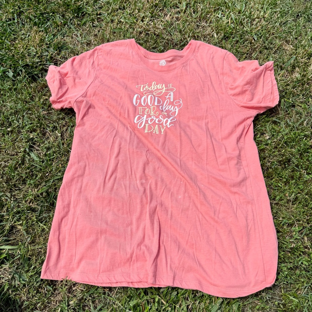 Coral Shirt with Positive Print